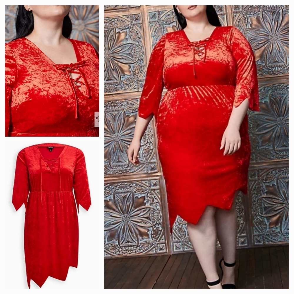 NWT Torrid Sexy Devil Red Lace-Up Asymmetrical Costume Size 1x 14/16